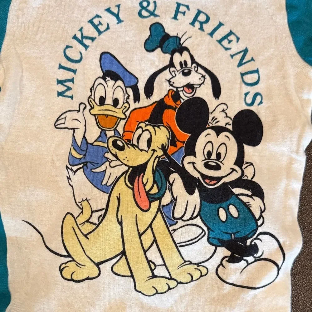 Disney Mickey & Friends Pajama Set - Teal and White bundle of two size 6